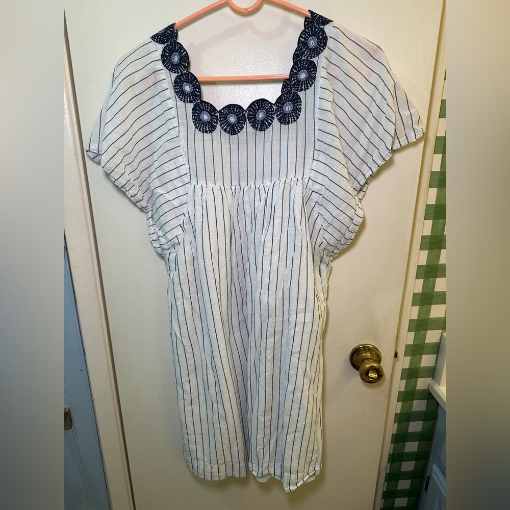 Madewell Butterfly Embroidered Dress Navy